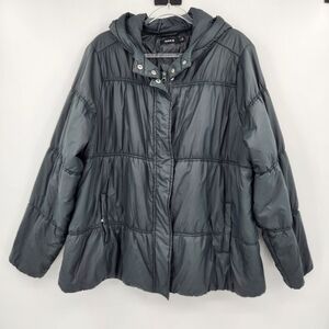 Torrid Hooded Puffer Jacket Womens Plus Size 3X Deep Green Wind Water Resistant